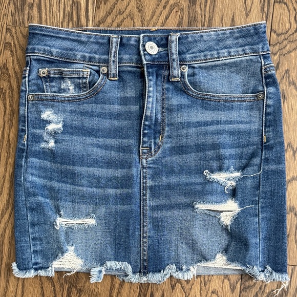 American Eagle Outfitters Dresses & Skirts - American Eagle Outfitters Blue Distressed Mini Skirt